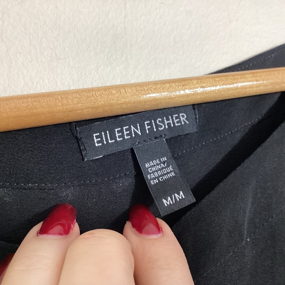 Eileen Fisher Silk Crepe De Chine Black Tunic M Lagenlook - Picture 13 of 16
